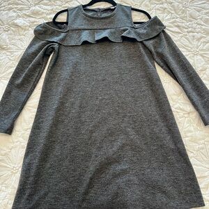 LOFT Charcoal Ruffle Blouse